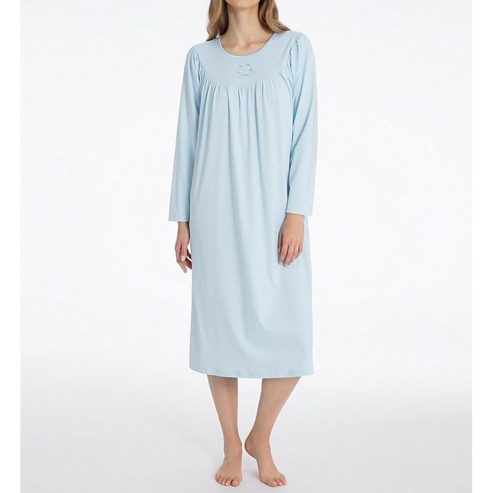 Calida Soft Cotton Long Sleeve Nightgown -  Light Blue  33000
